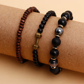 Wood Craft Beaded Dumbell Multilayer Bracelet