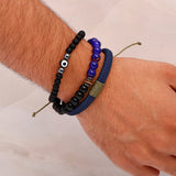 Beaded Evil Eye Multilayer Leather Braided Bracelet