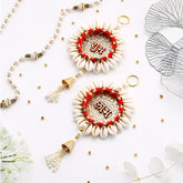 Handmade Red Shell Conch Subh Labh Hanging