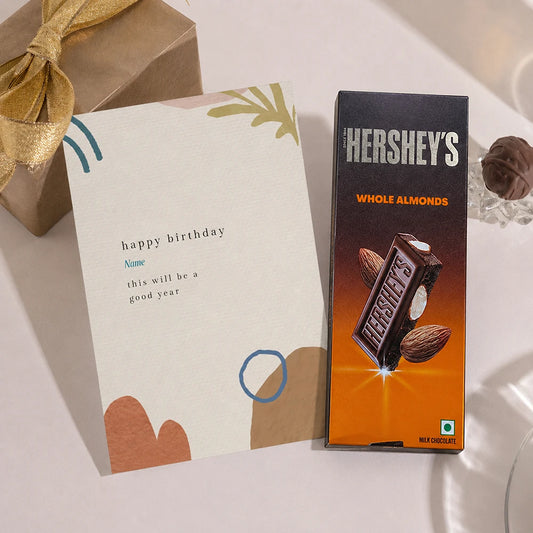 Beautiful Birthday Personalised Greeting Card with Chocolate