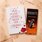 Love Story Anniversary Personalised Card with Chocolate