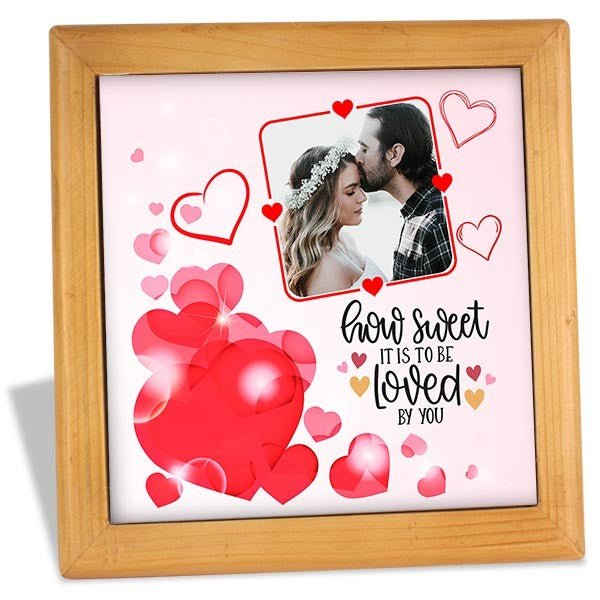 Romantic Heart Print Wooden Tile