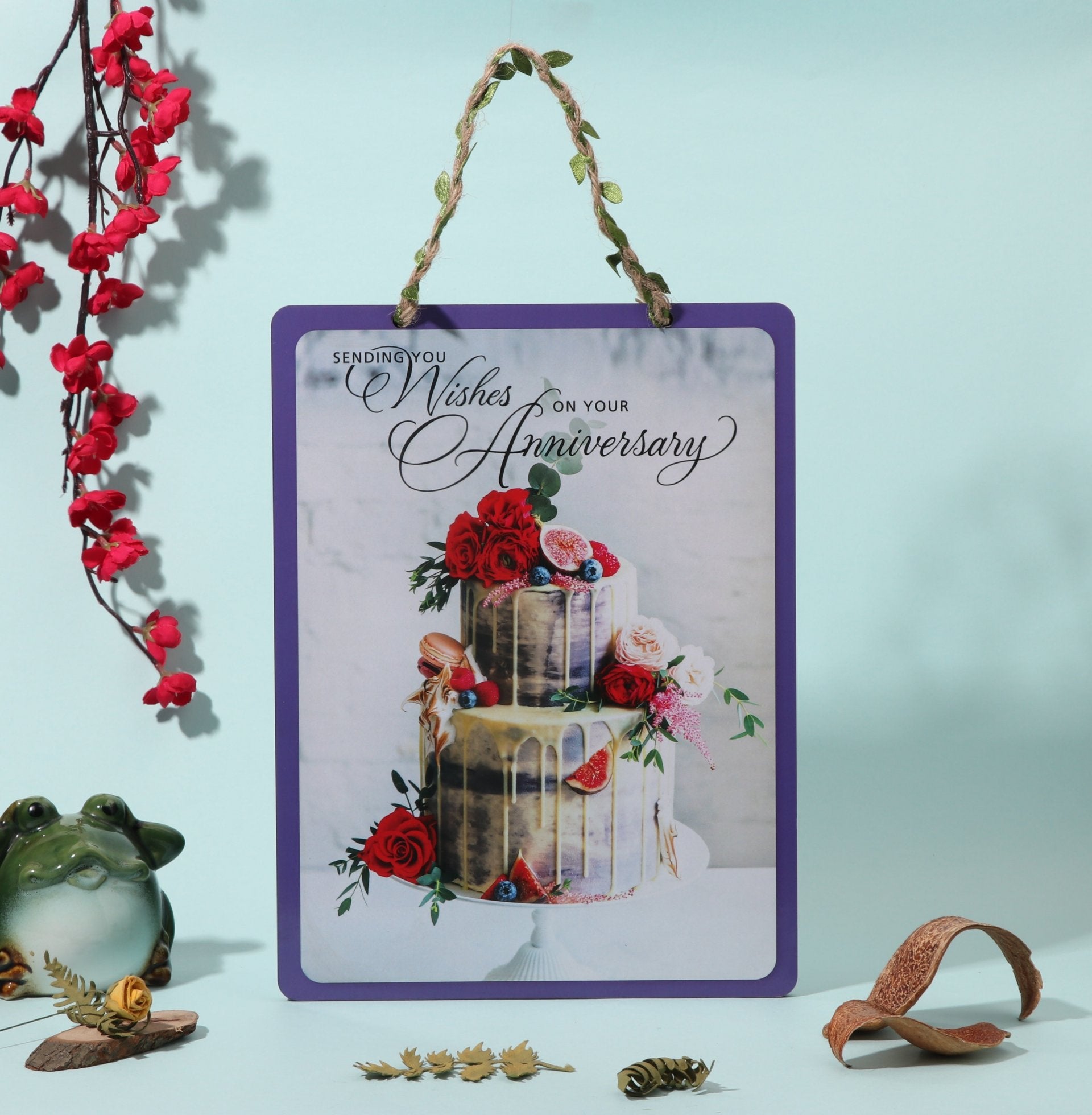 Purple Cake Anniversary Greeting Card