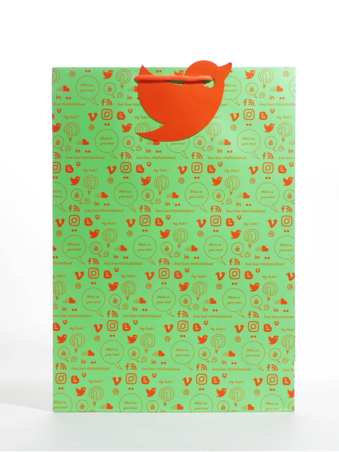 Phone Icon Large Green Paper Bag Pack of 4