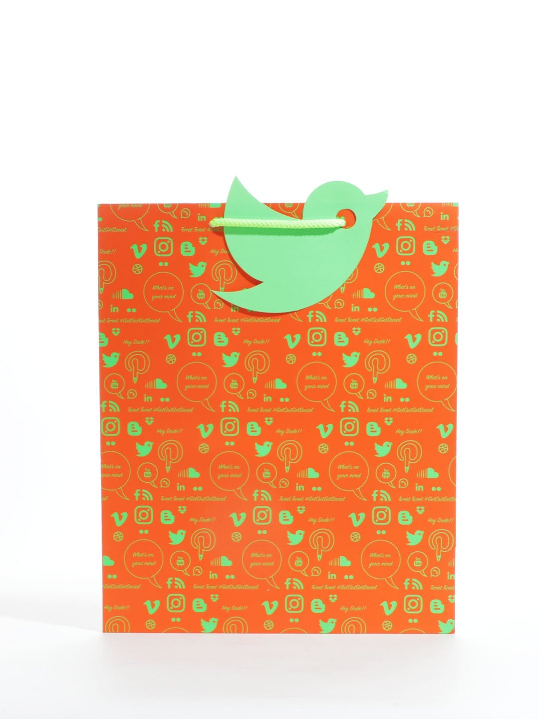 Phone Icon Small Orange Paper Bag Pack of 4