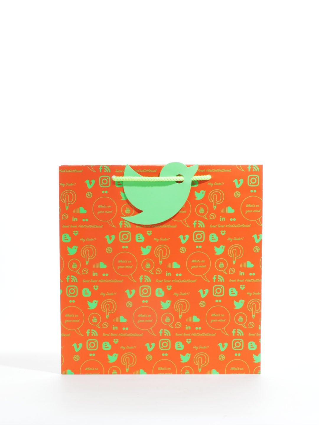 Phone Icon Medium Orange Paper Bag Pack of 4