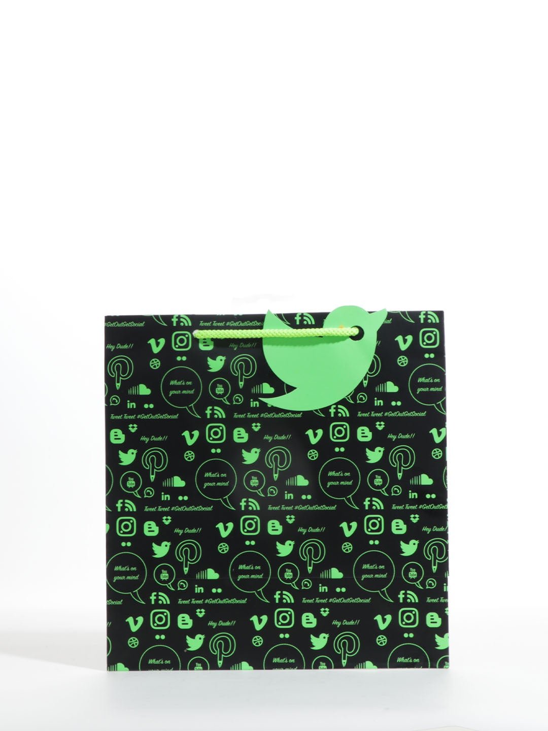 Phone Icon Small Black Paper Bag Pack of 4