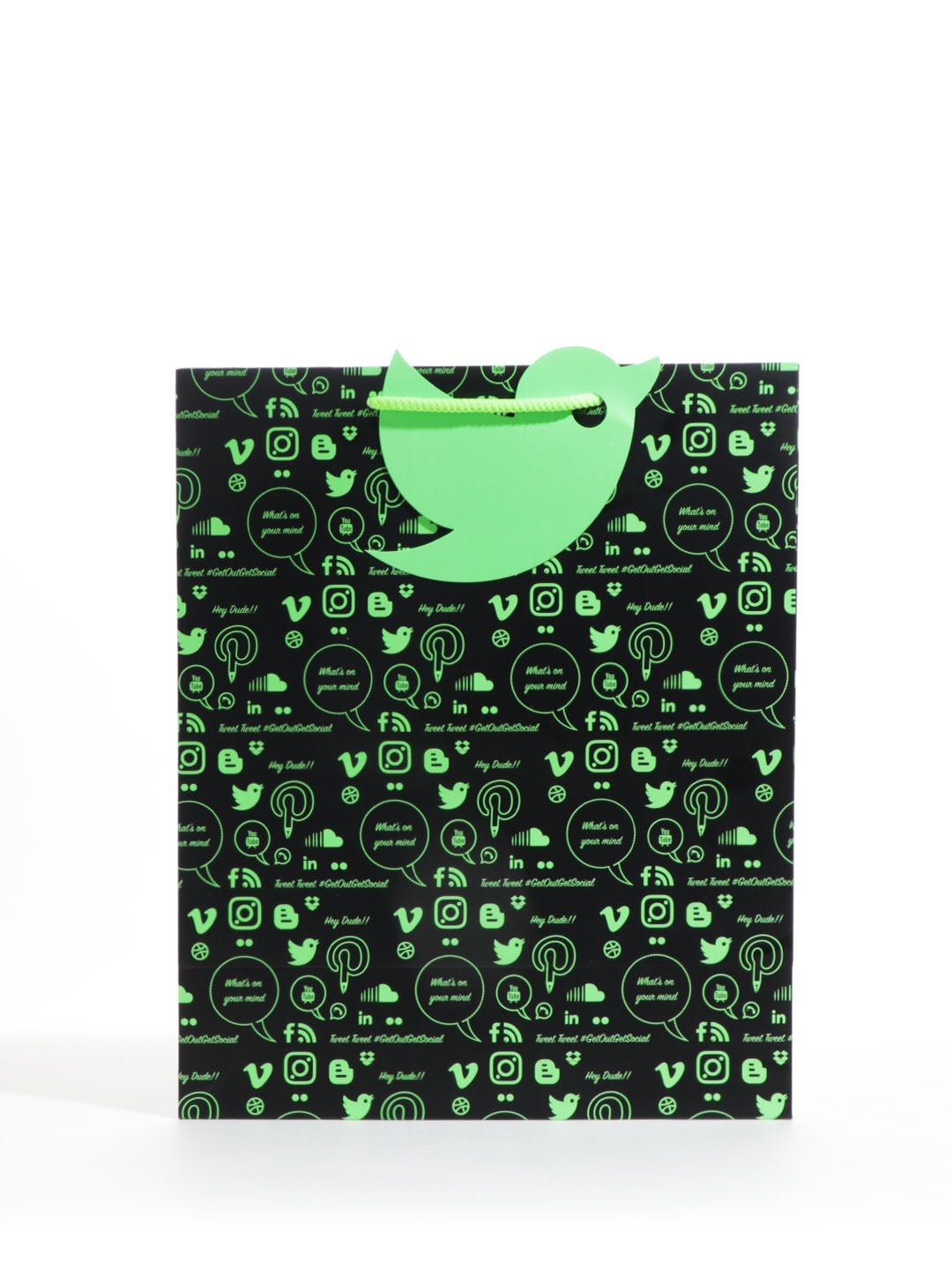 Phone Icon Medium Black Paper Bag Pack of 4