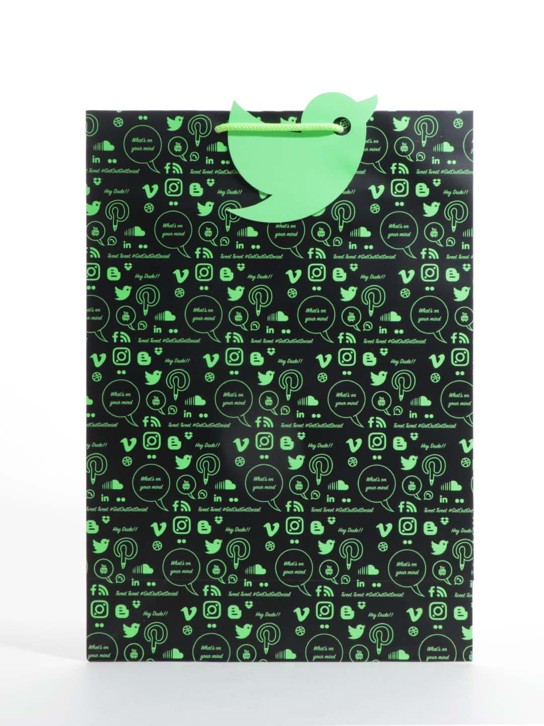 Phone Icon Large Black Paper Bag Pack of 4