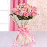 10 Pink Roses And Ferrero Rocher (8 Pcs) Bouquet