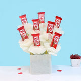 Glass Vase Arrangement Of 8 Kitkat Chocolate