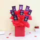 Glass Vase Arrangement Of 8 Dairy Milk Chocolate