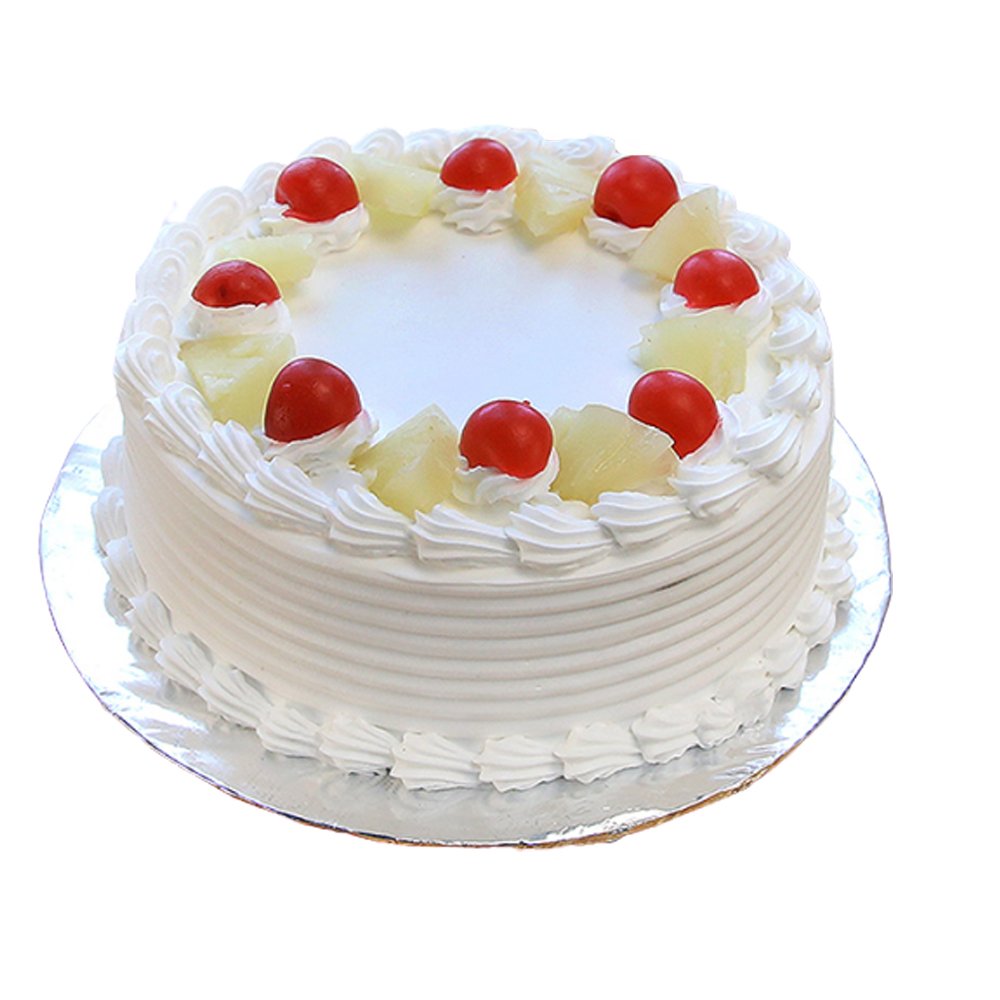 Round Pineapple Cake With Cherry 500 Gm