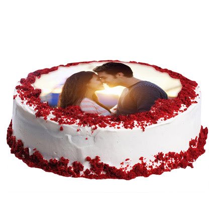 Red Velvet Round Photo Cake 500 Gm