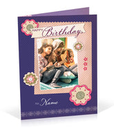 Purple Color Happy Birthday Personalised Card