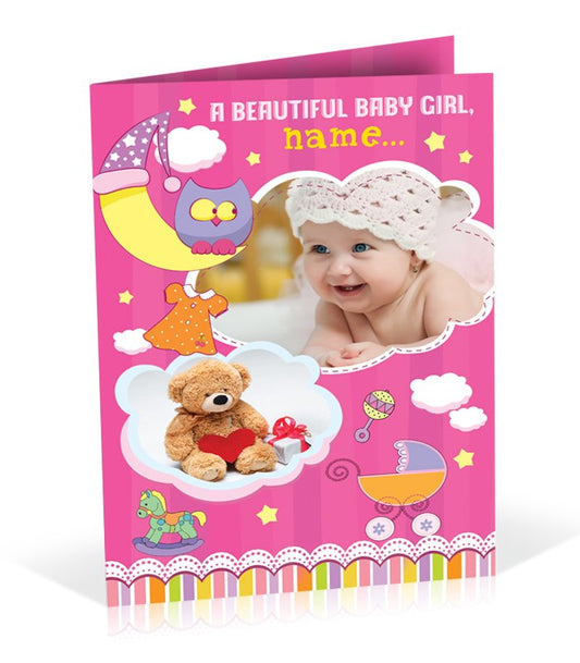 Beautiful Baby Girl Personalised Card