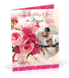 Pink Rose Design Birthday Personalised Card