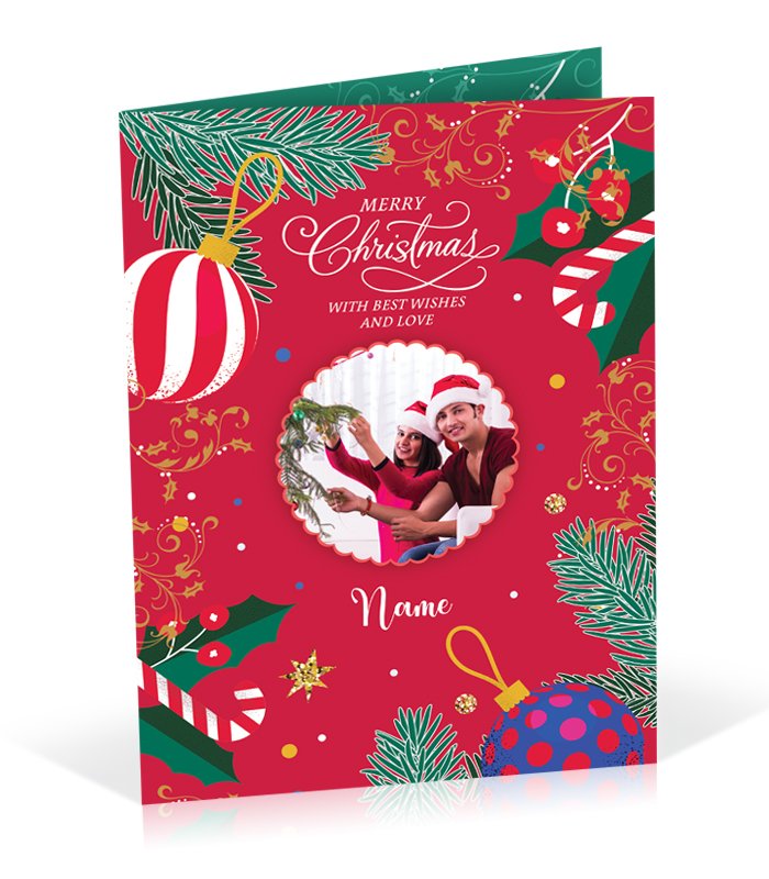 Merry Christmas With Best Wishes and Love Personalised Card