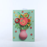 Multicolor Flowers and Pot Printed Paper Bag Pack of 4