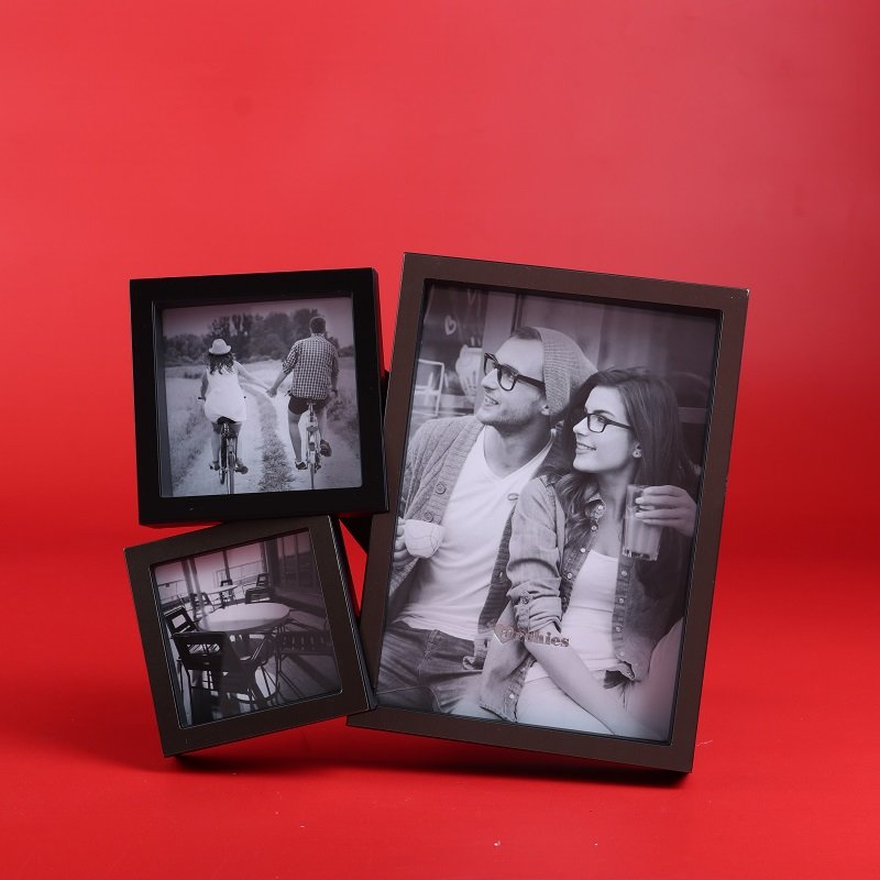 Black and Metallic Color Three in One Collage Photoframe