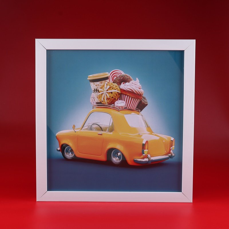 Yellow Cotton Candy Car Personalised Photoframe