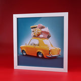 Yellow Cotton Candy Car Personalised Photoframe