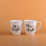 Mr and Mrs Right Quote Mug Set
