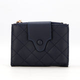 Magnificent Dark Blue Attractive Lock and Lines Design Wallet For Womens