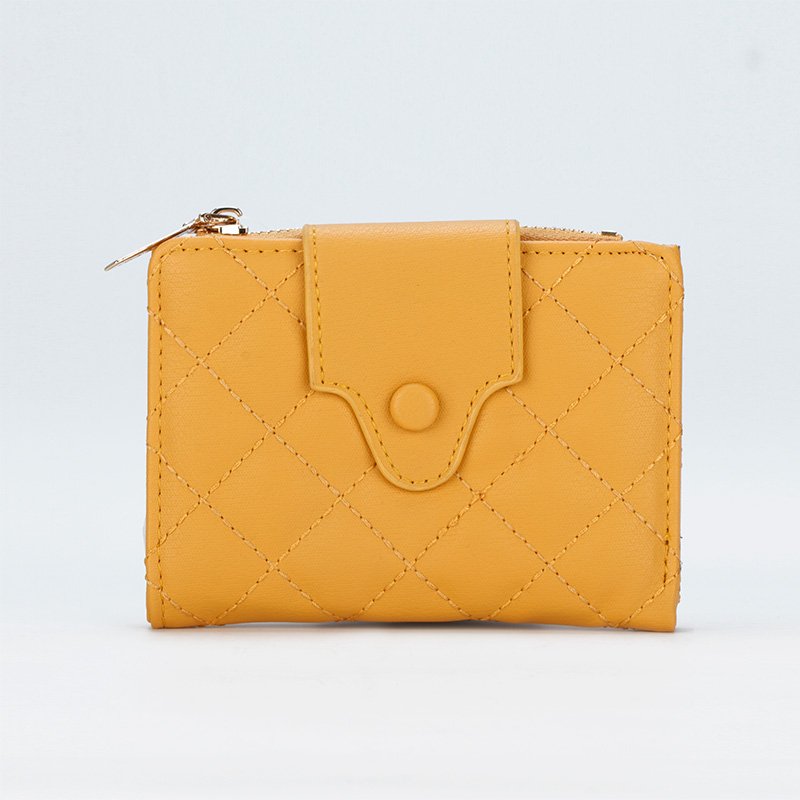 Magnificent Yellow Attractive Lock and Lines Design Wallet For Womens
