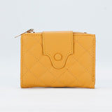 Magnificent Yellow Attractive Lock and Lines Design Wallet For Womens
