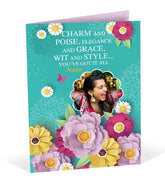 Alluring Flowers Design Charm and Poise Womans Day Greeting Card