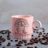 Pink 250 ML Ceramic Mug Set of 4 with 1 Stand