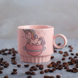 Pink 250 ML Ceramic Mug Set of 4 with 1 Stand