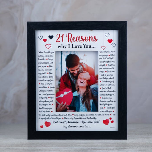 Keepsake 21 Reasons Why I Love You Wooden Quotation Photoframe