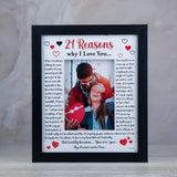 Keepsake 21 Reasons Why I Love You Wooden Quotation Photoframe