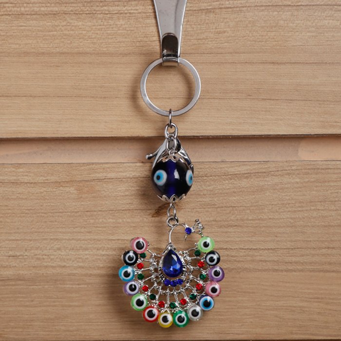 12cm Peacock Colour Pankh Evil Keychain