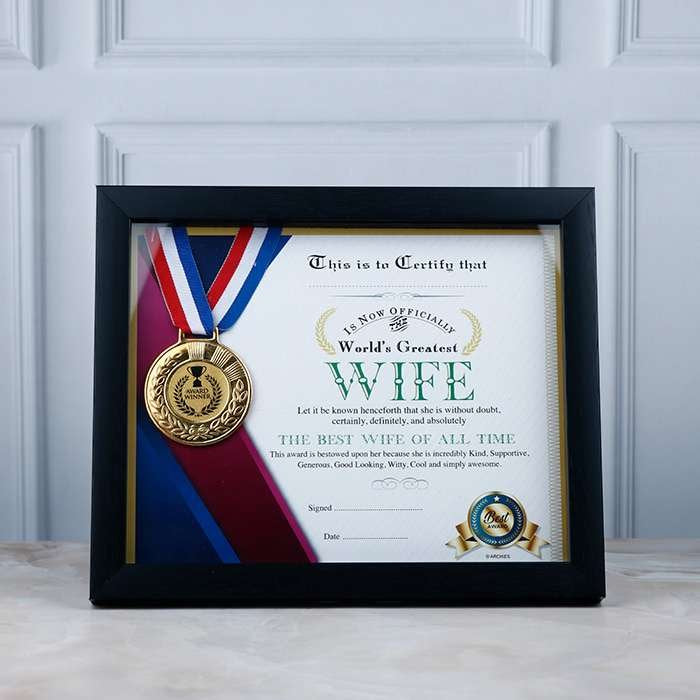 You Are Worlds Best Wife Certificate And Medal