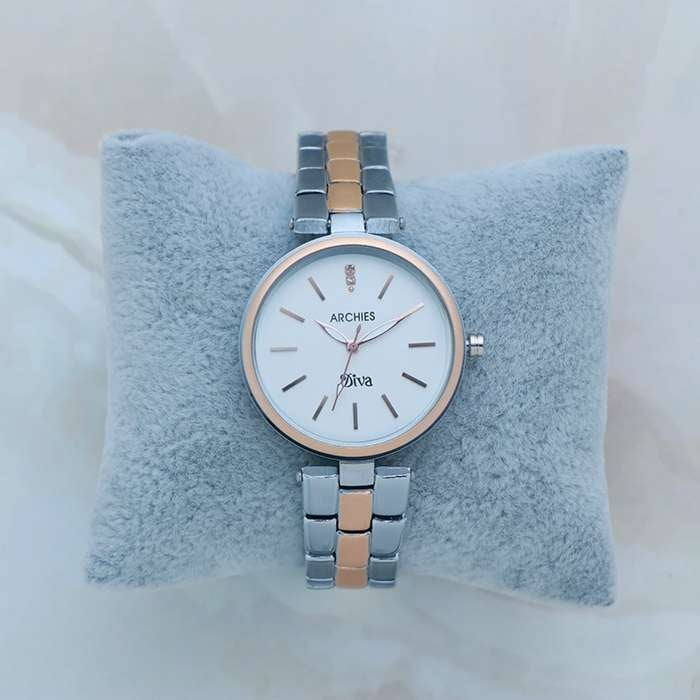 Classy Silver And Cream Watch For Women