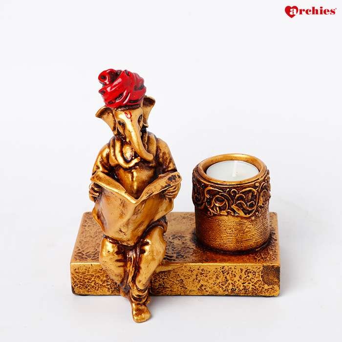 Ceramic Ganesha Idol with Candle Stand