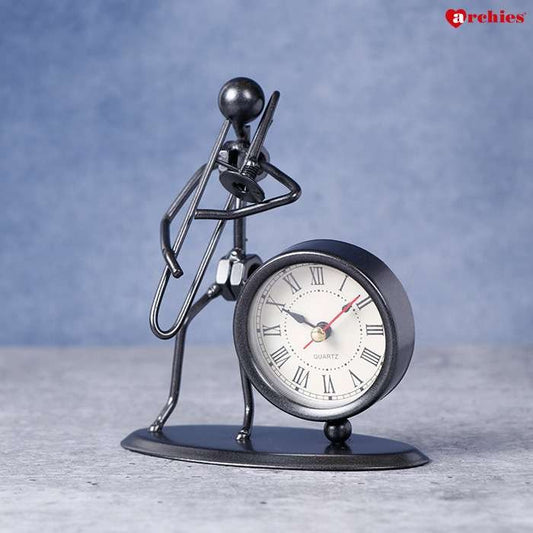 Archies Metal Trombone Playing Statue With Clock