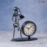 Archies Metal Trombone Playing Statue With Clock