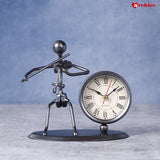Archies Grey Violin Playing Statue With Clock