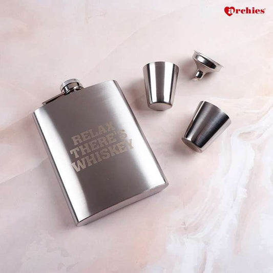 Archies Relax There Is Whiskey Silver Flask
