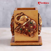 Archies Golden Elephant Motif Pen Stand