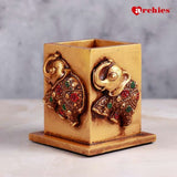 Archies Golden Elephant Motif Pen Stand