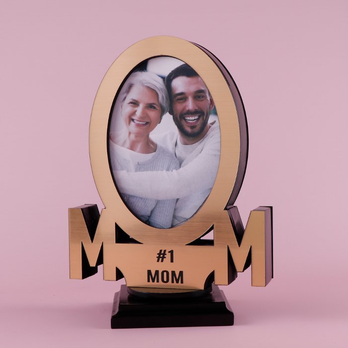 No 1 Mom Golden and Silver Photoframe ( Assorted Color )
