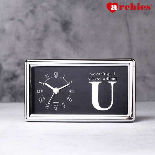 Archies Black Motivational Quote Table Clock