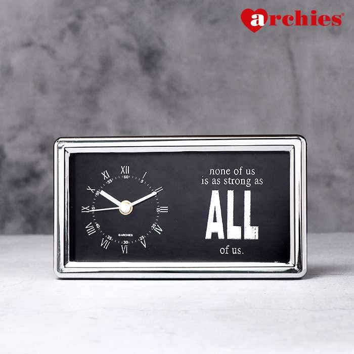 Black Motivational Quote Table Clock