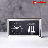 Black Motivational Quote Table Clock