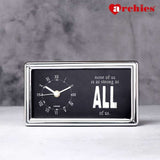 Black Motivational Quote Table Clock